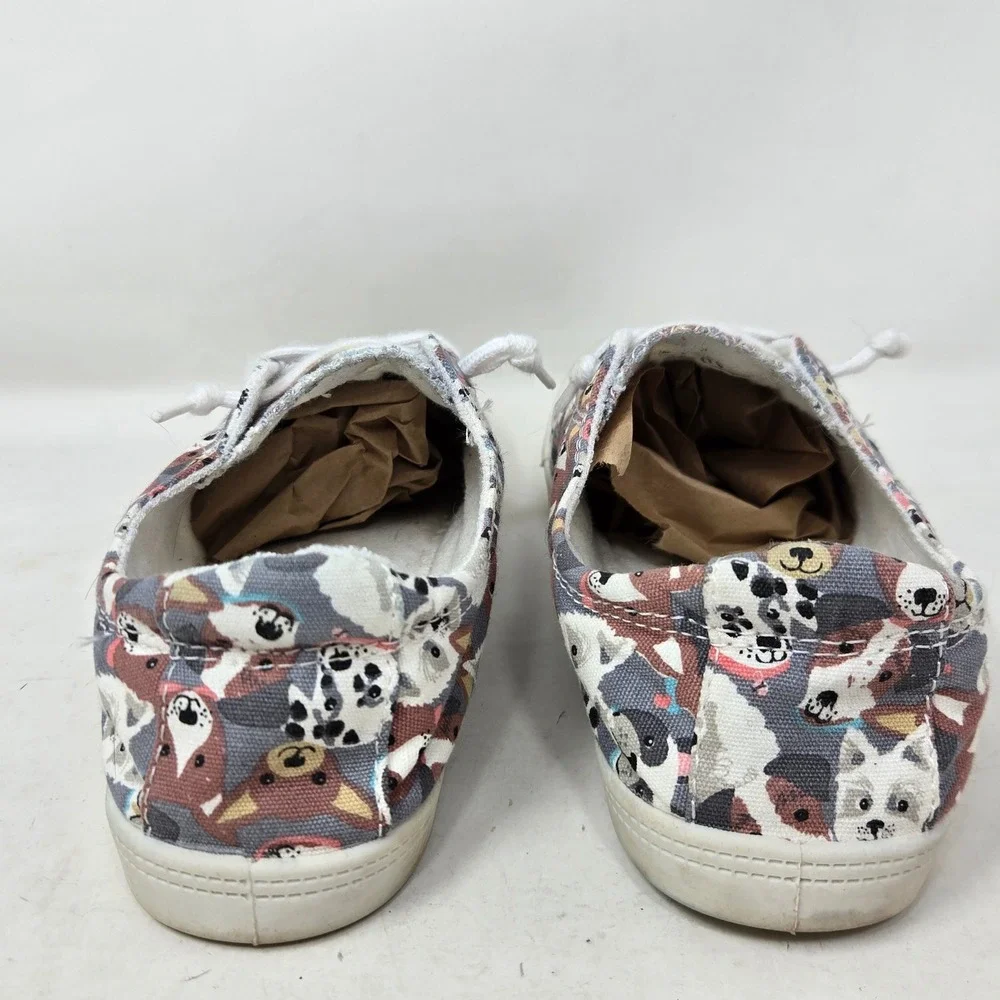 Isaac Mizrahi Reesa Dog Print Slip On Sneakers Women 8M Canvas Low Top Shoes